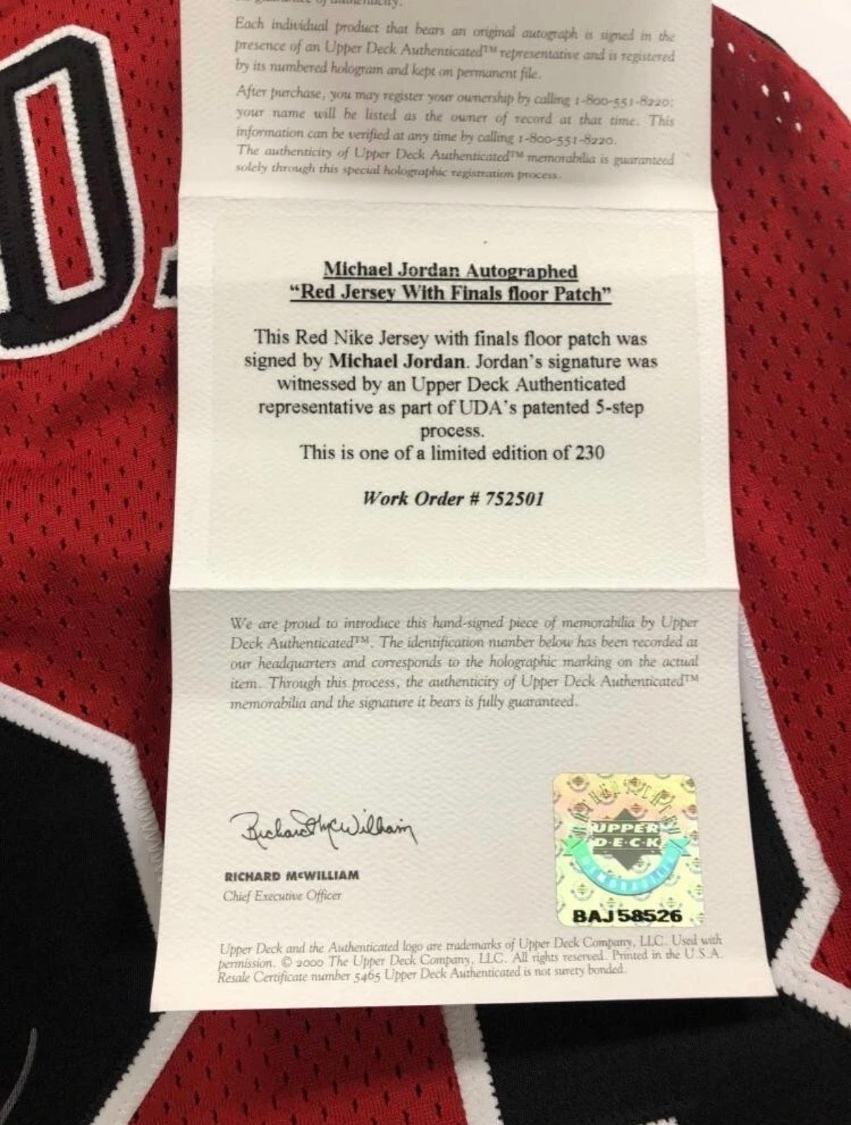 Michael Jordan Signed Bulls Limited Edition Jersey with Final Game Floor Piece