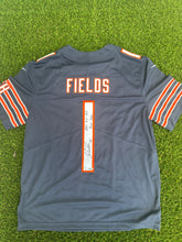 Load image into Gallery viewer, Justin Fields Chicago Bears Autographed Navy Nike Limited Jersey with Multiple Inscriptions -Limited Edition of 11
