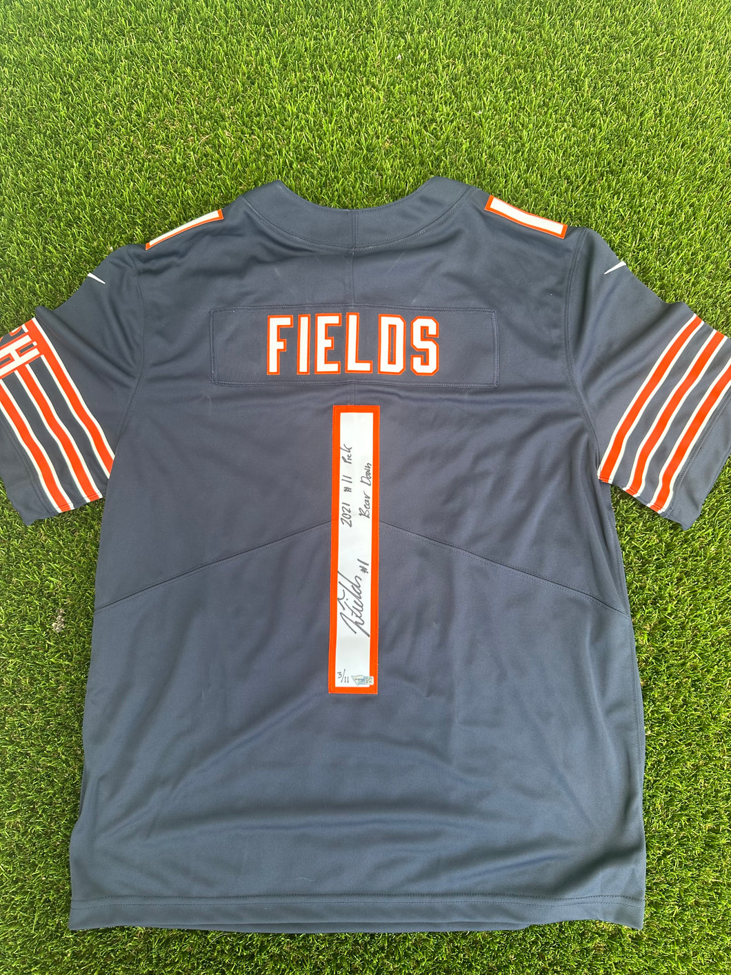 Justin Fields Chicago Bears Autographed Navy Nike Limited Jersey with Multiple Inscriptions -Limited Edition of 11