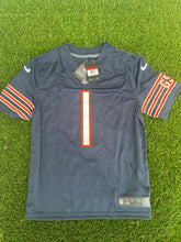 Load image into Gallery viewer, Justin Fields Chicago Bears Autographed Navy Nike Limited Jersey with Multiple Inscriptions -Limited Edition of 11
