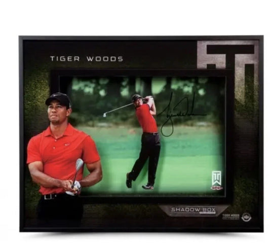 Tiger Woods Autographed ‘Approach’ 16 x 20 Shadow Box Upper Deck SOLD OUT RARE