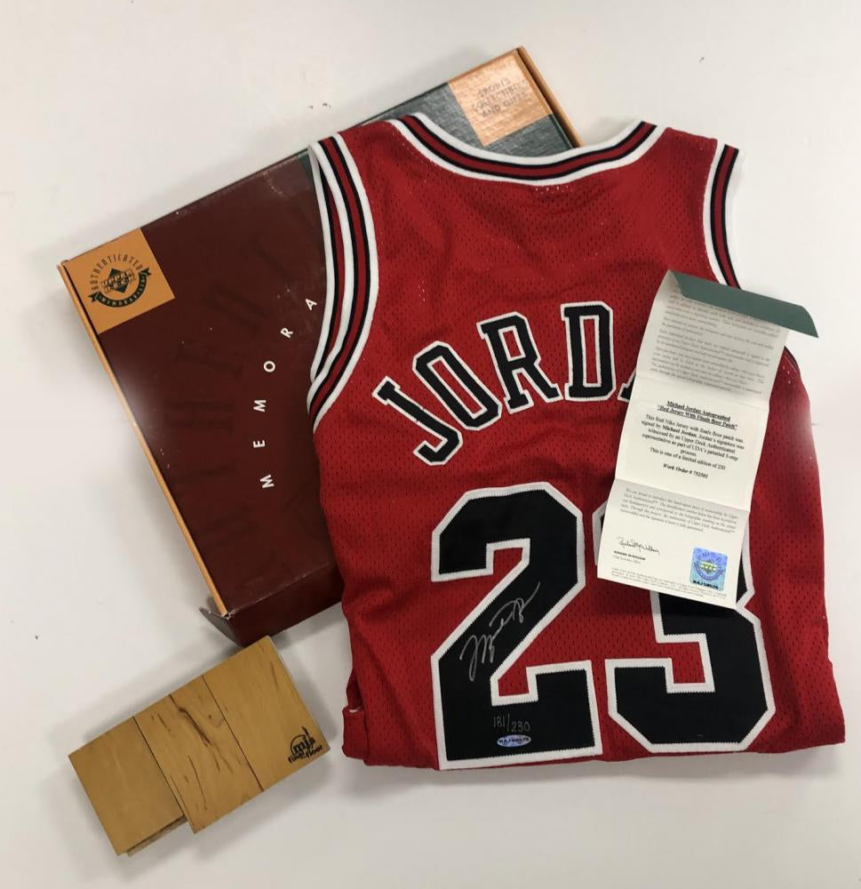 Michael Jordan Signed Bulls Limited Edition Jersey with Final Game Floor Piece (UDA COA)